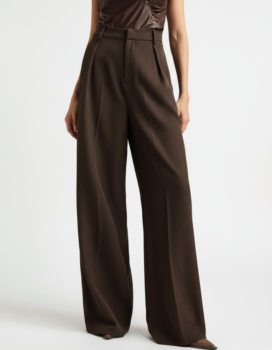 Women's Wide Leg Tailored Trousers – High Waist Smart Trousers