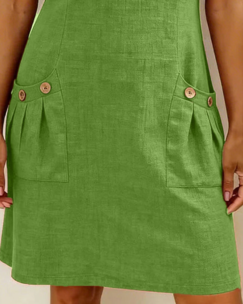 Zara | Cotton Linen A-Line Dress with Zip Pocket