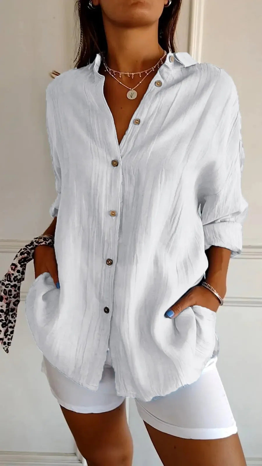 Olivia - Chic Long-Sleeve Open Front Blouse