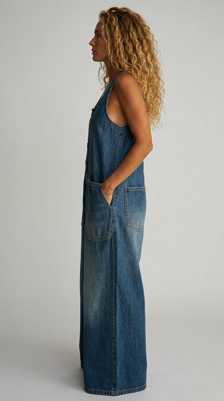The Alba™ - Vintage Denim Jumpsuit