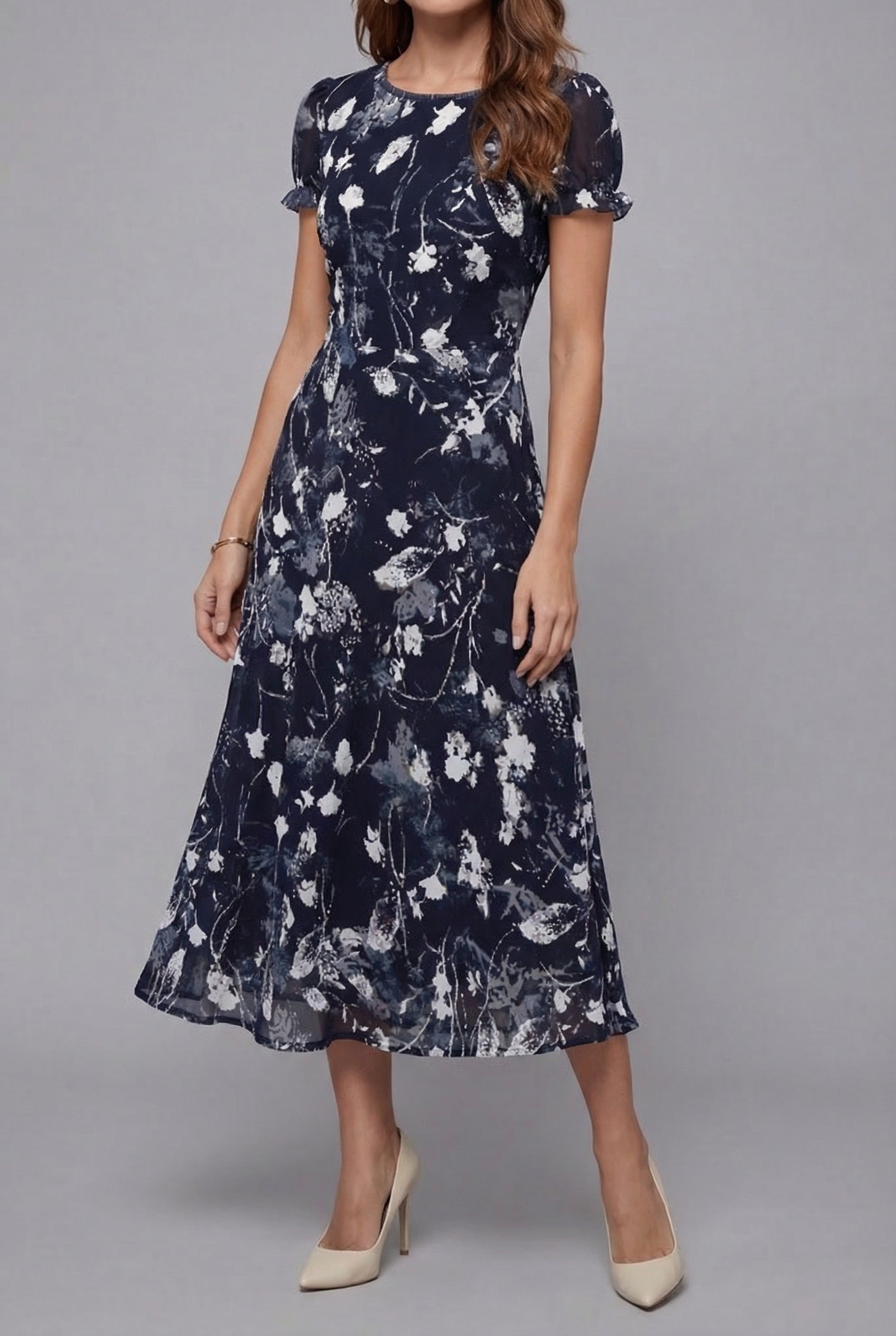 Floral Midi Dress – Short Sleeve Summer Dress