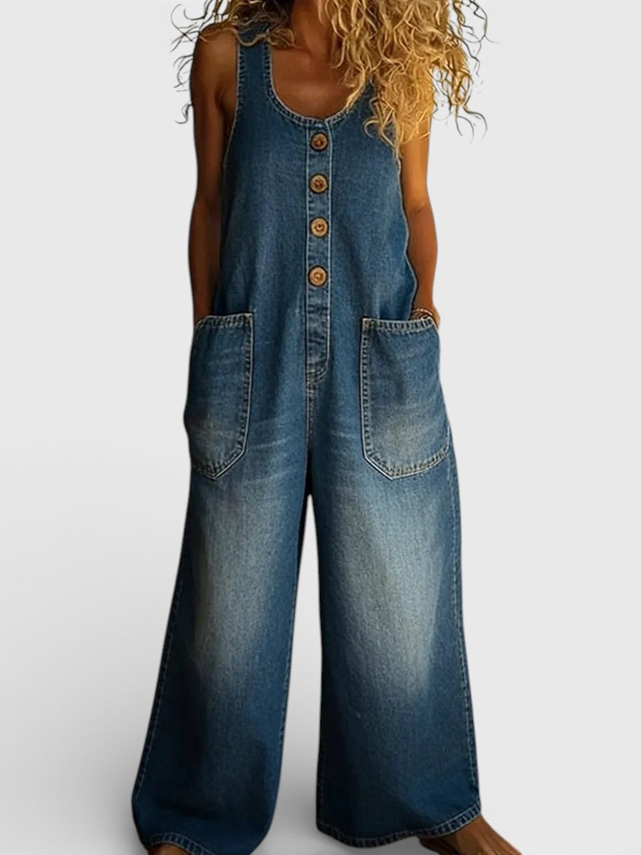 The Alba™ - Vintage Denim Jumpsuit