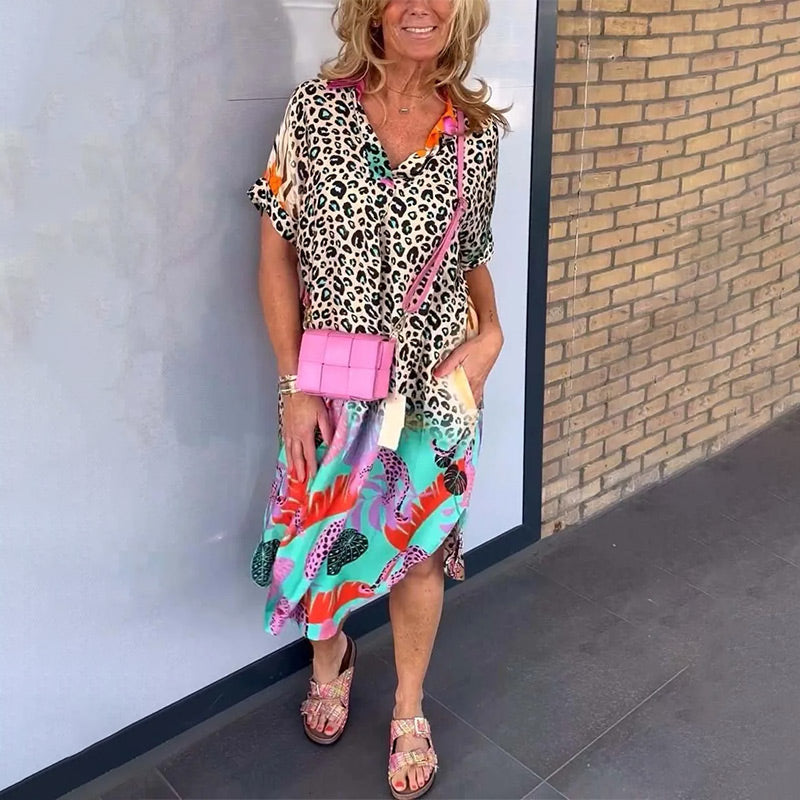 Eleanor - V-Neck Printed Loose Dress