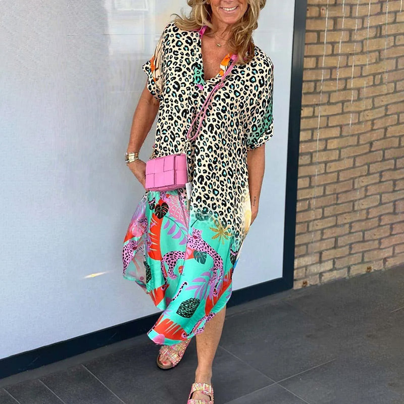 Eleanor - V-Neck Printed Loose Dress