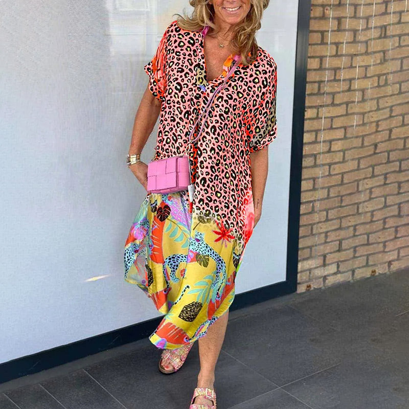 Eleanor - V-Neck Printed Loose Dress