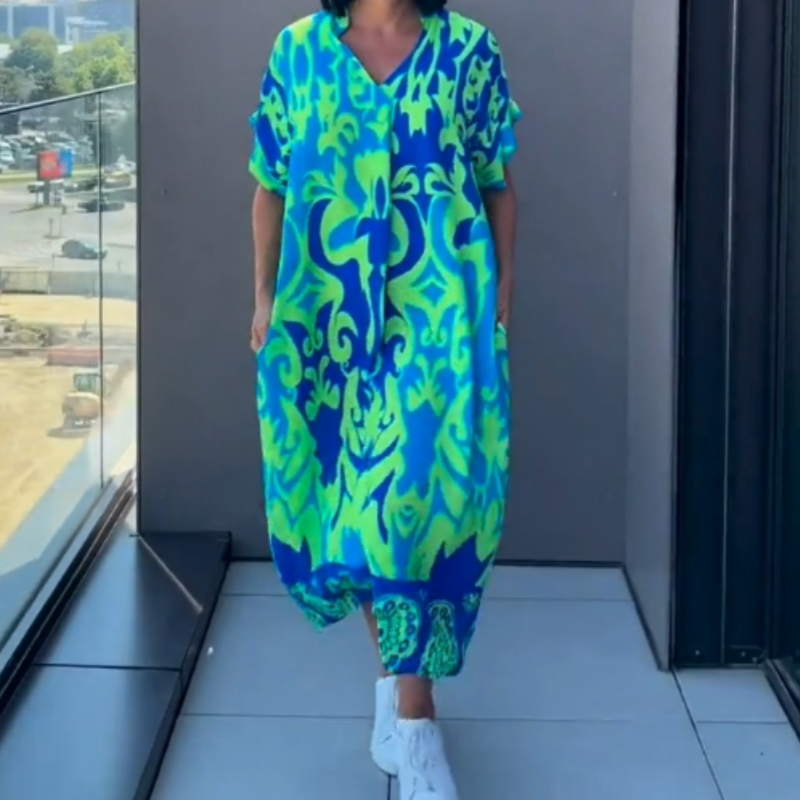 Audrey - Printed V-Neck Dress