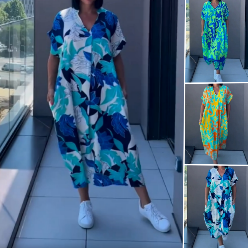 Audrey - Printed V-Neck Dress