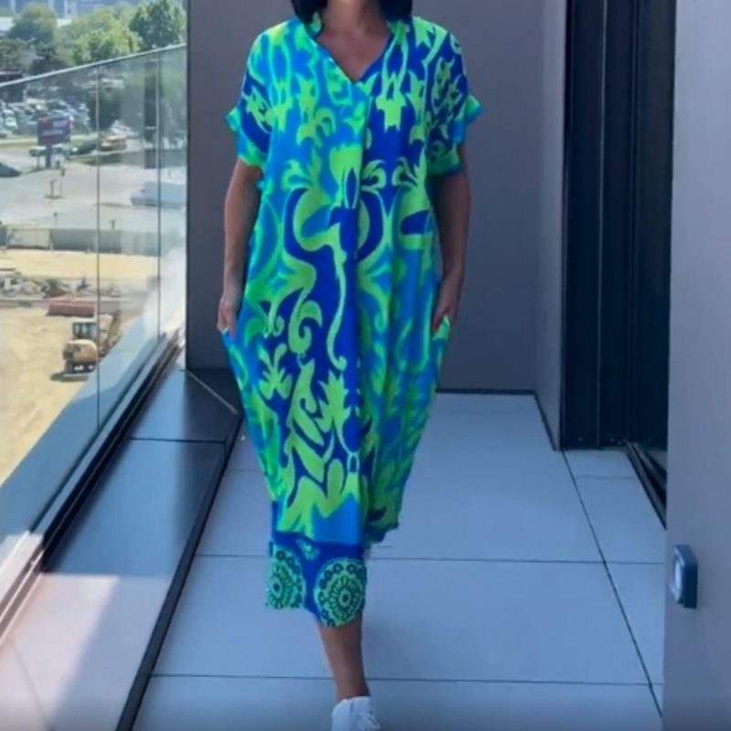 Audrey - Printed V-Neck Dress