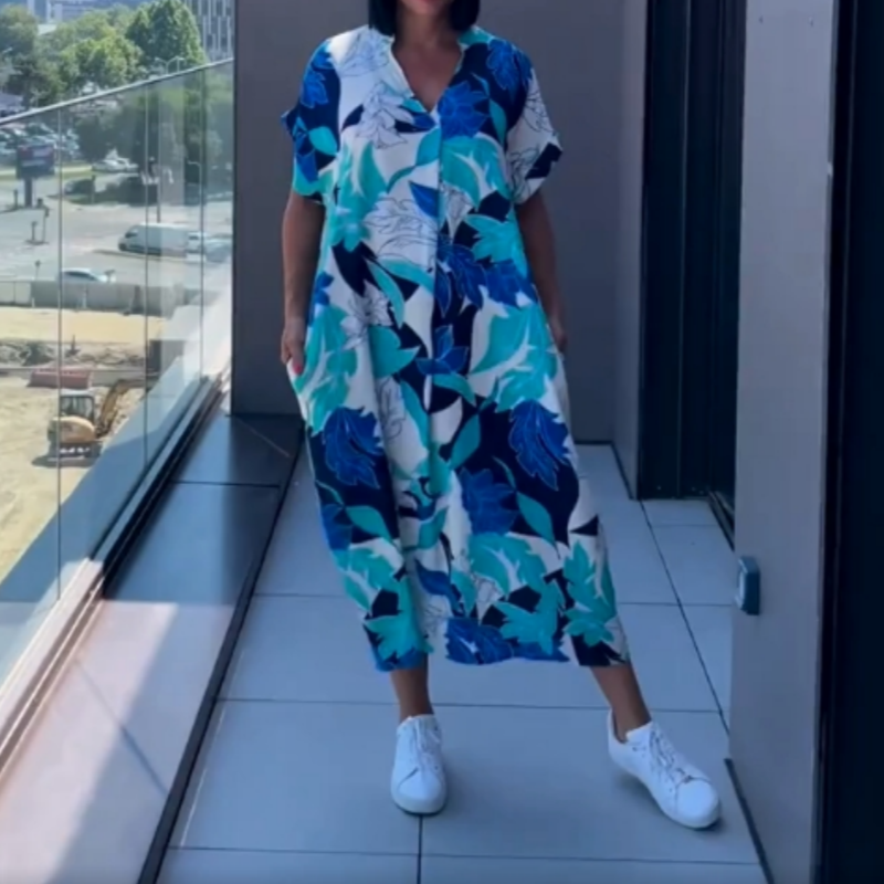 Audrey - Printed V-Neck Dress