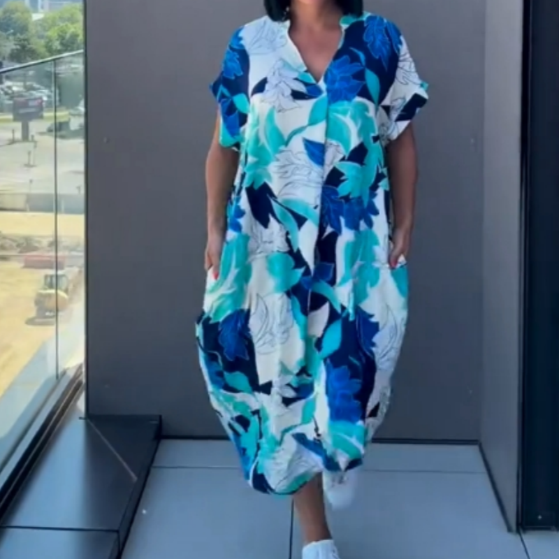 Audrey - Printed V-Neck Dress