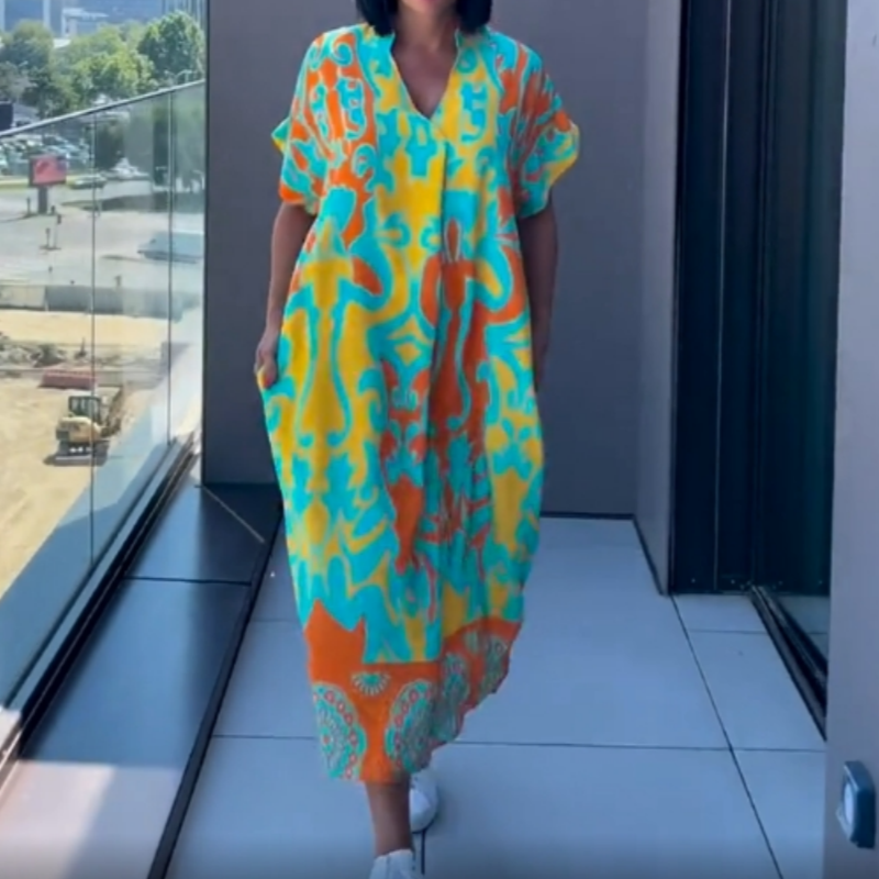 Audrey - Printed V-Neck Dress