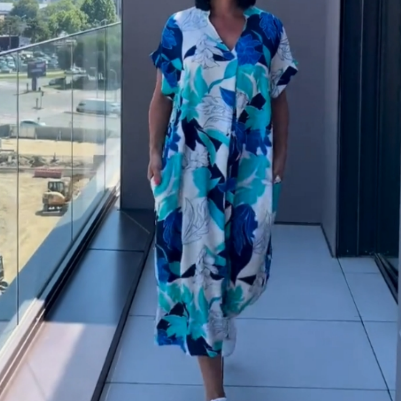 Audrey - Printed V-Neck Dress