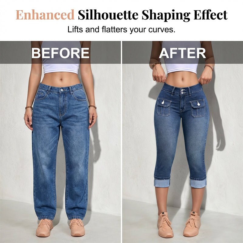 🔥Topaanbiedingen – Slim fit stretch denim capribroek voor dames