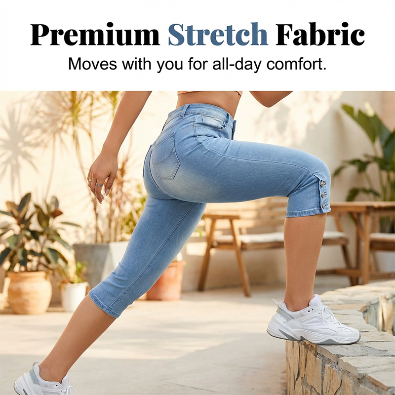 Capri-jeans met hoge taille en slanke pasvorm voor dames