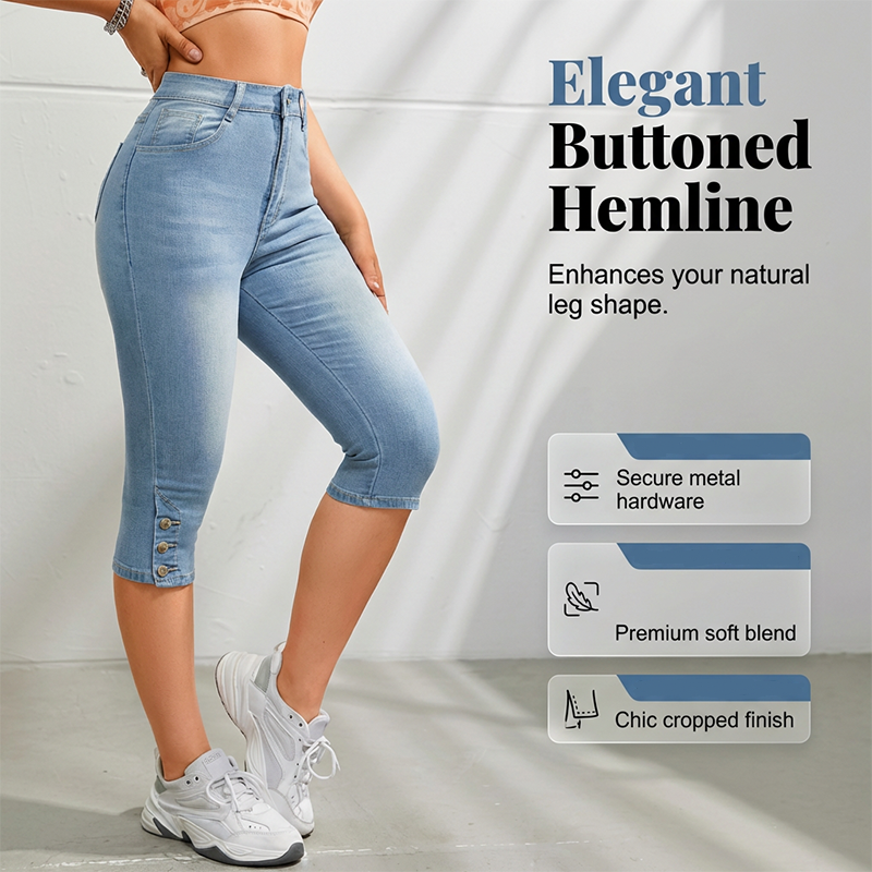 Capri-jeans met hoge taille en slanke pasvorm voor dames