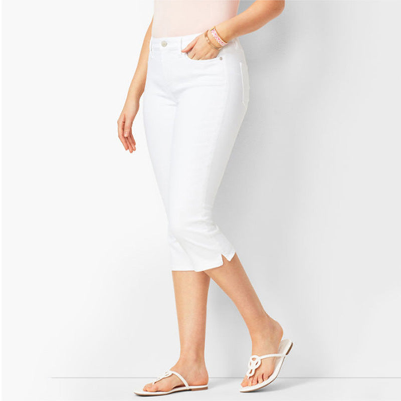 Mid-Rise Stretch Denim Capri Trousers
