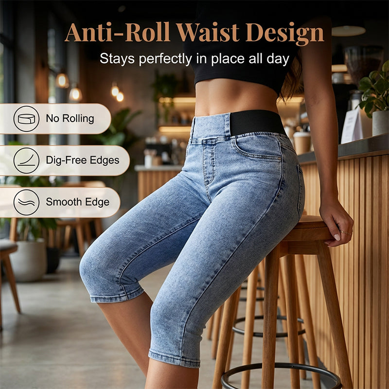 High Waist Stretch Capri Jeans