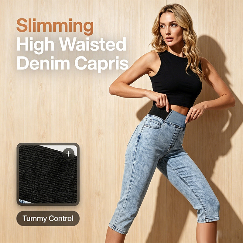 High Waist Stretch Capri Jeans