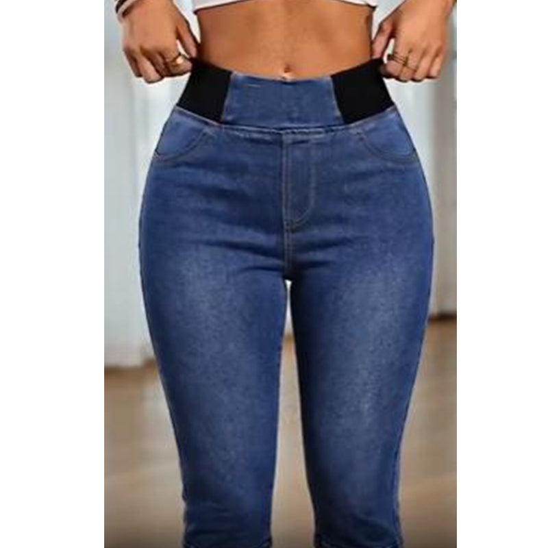High Waist Stretch Capri Jeans