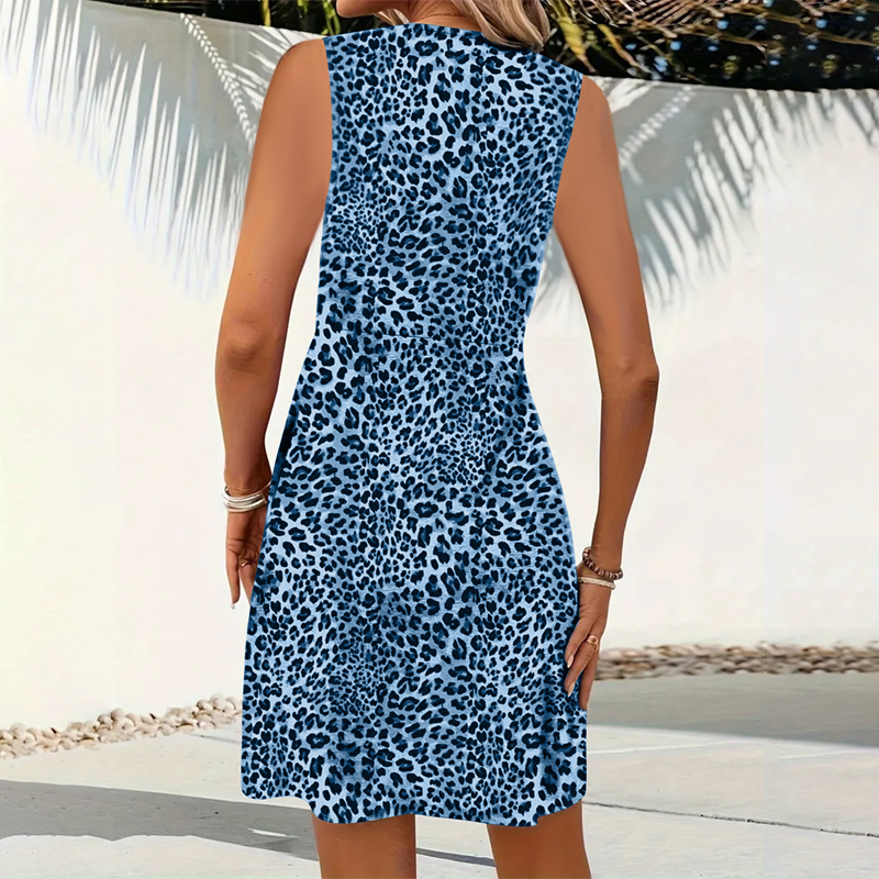 Leopard Print V-Neck Mini Dress