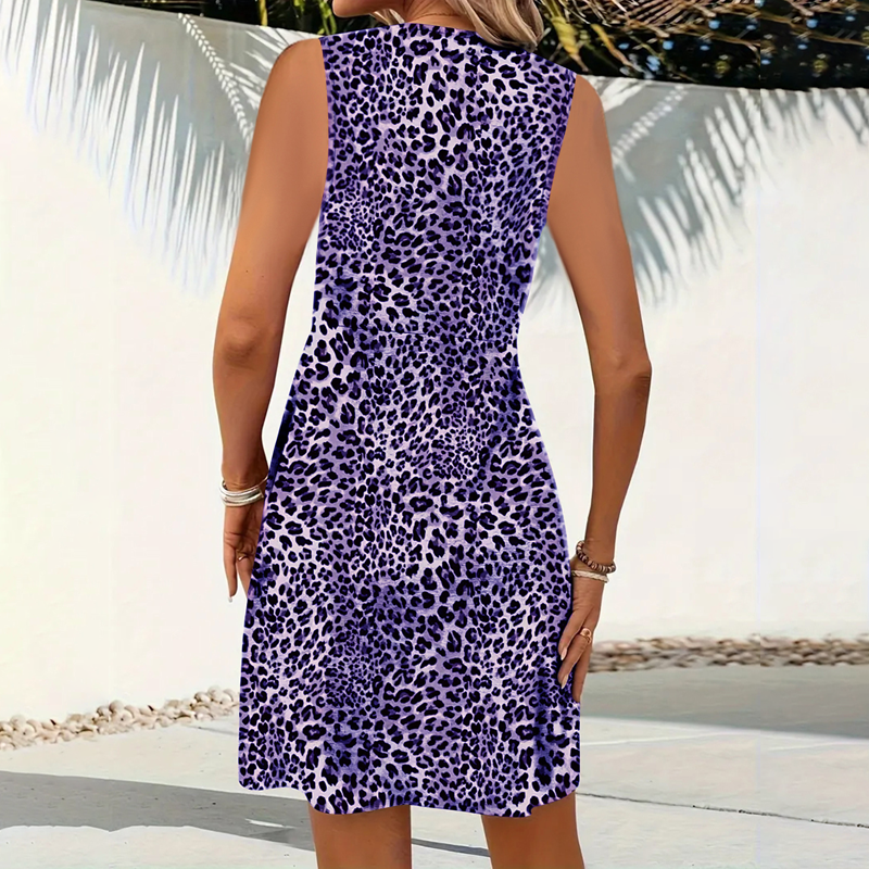 Leopard Print V-Neck Mini Dress
